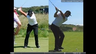 Jon Rahm golf swing  Long Iron faceon amp downtheline July 2017 [upl. by Ennaeel]