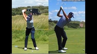 Justin Thomas golf swing  Long Iron faceon amp downtheline July 2017 [upl. by Immaj966]