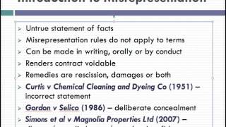 Misrepresentation Lecture 1 of 4 [upl. by Moll]